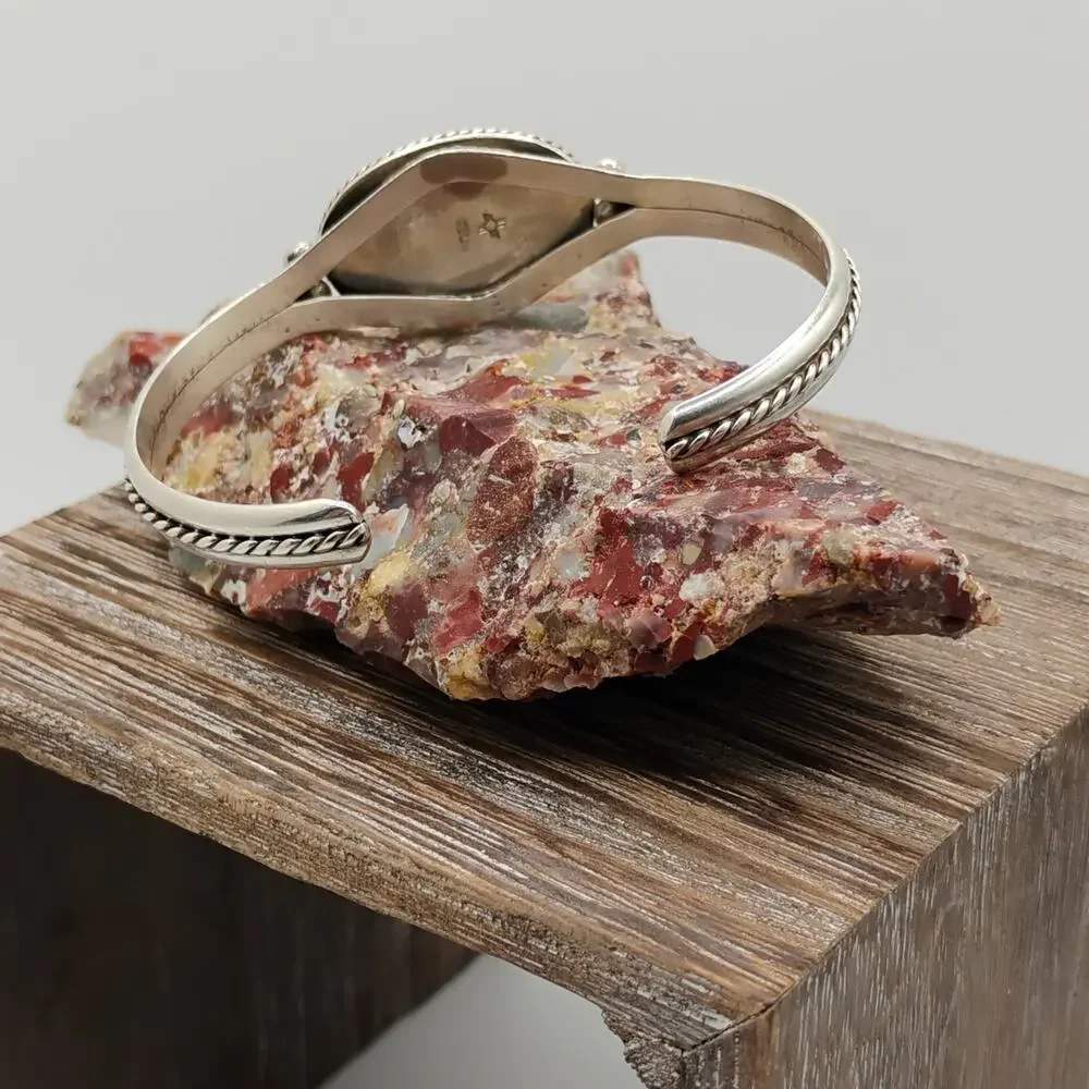 Native American Mother of Pearl and Sterling Silver Cuff - Picture 5 of 8